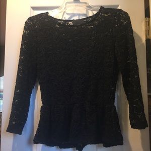 Greylin Black long sleeve lace top small